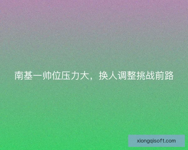 南基一帅位压力大，换人调整挑战前路